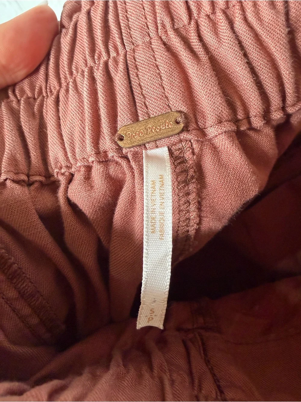 Free People Women’s Ready to Run Cinch-Waist Pants Pink Mauve Blush Small